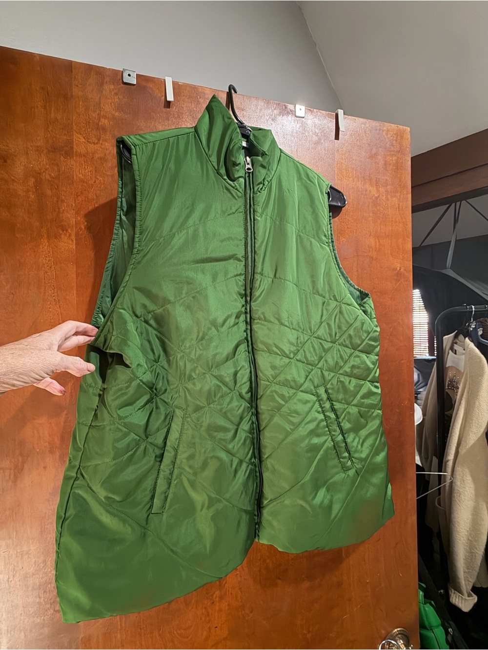 Kim Rogers Olive Green Quilted Sleeveless Puffer Vest